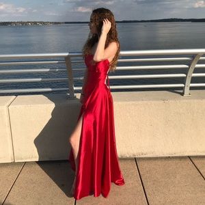 WINDSOR RED SATIN PROM DRESS